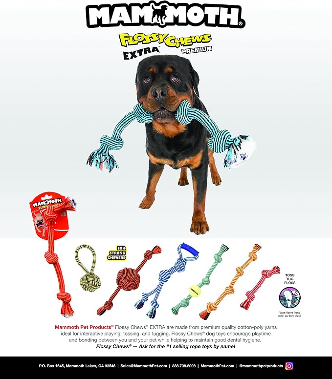 Mammoth Pet Products Large 18" Extra Monkey Fist Ball w/Rope Ends - Assorted Colors