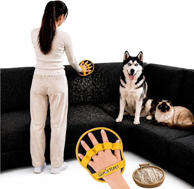 Pet Hair Removal Glove for Dogs & Cats – Reusable Electrostatic Magic Brush Five Finger Grooming Mitt, Washable Pet Hair Remover Tool for Laundry, Couch, Carpet, Car Seat, Clothing & Furniture | Reusable & Washable, No Refills Needed