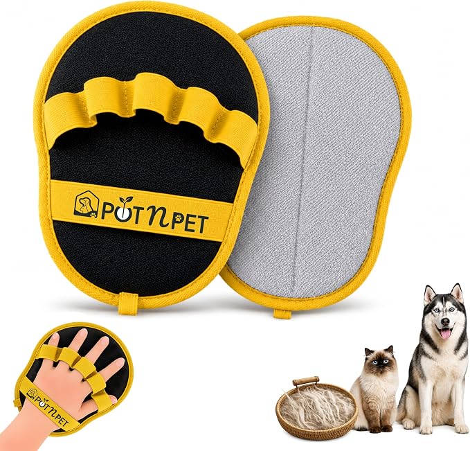 Pet Hair Removal Glove for Dogs & Cats – Reusable Electrostatic Magic Brush Five Finger Grooming Mitt, Washable Pet Hair Remover Tool for Laundry, Couch, Carpet, Car Seat, Clothing & Furniture | Reusable & Washable, No Refills Needed