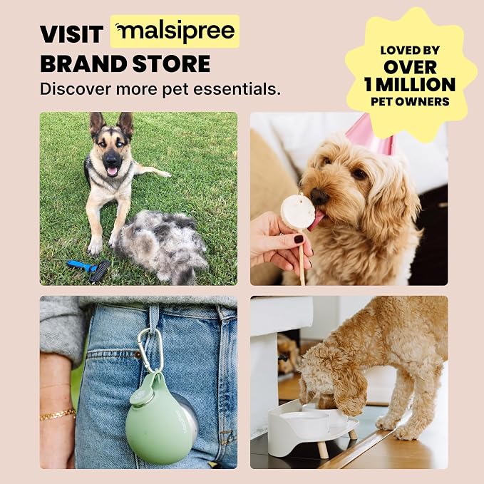 MalsiPree Leak-Proof Portable Dog Water Bottle for Travel - 19 oz, with Pink Bowl - Food Grade Plastic - Dog Bowls - Puppy Essentials - Pet Water Bottle for Trail Hiking, Park Visit & Beach Days