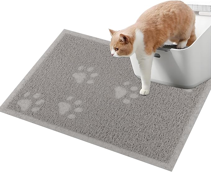 Darkyazi Cat Litter Box Mat for Floor Litter Trapping Mat Non-Slip Backing, Scatter Control, Easy Clean, Water Resistant, Soft on Paws (15.75" x 11.75",Gray Sand)