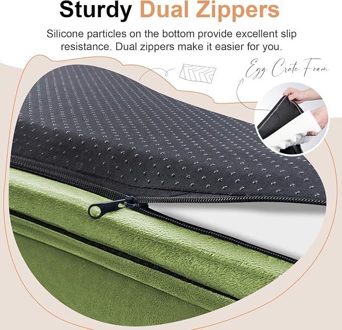 NANUYA Orthopedic Dog Bed for Large Dogs, 36 x 27 Inch, Grass Green | Egg crate foam for joint support, 3-sided bolster pet sofa, waterproof lining, washable cover, and non-skid base