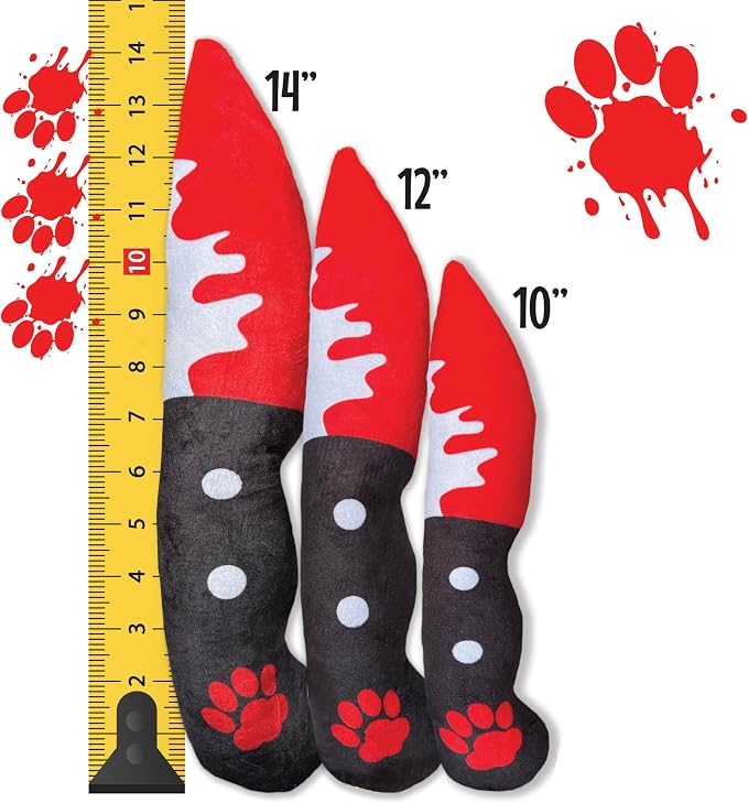 Bloody Knife® Brand Dog Toy (Medium) | Halloween Horror Plush Toy for Small and Medium Dog Breeds | Scary Funny Squeaky and Crinkle Toy | Machine Washable