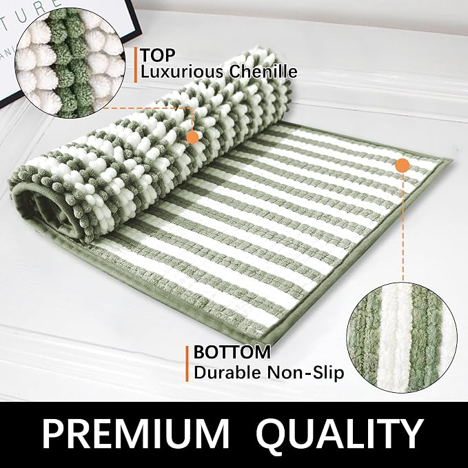 Dog Door Mat for Muddy Paws - Absorbent Quick-Dry Non-Slip Washable Chenille Pet Rug, Indoor Entryway Mat for Front Door & Crate (Green, 34" L*23" W)