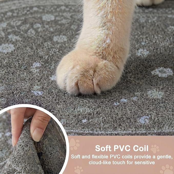 Bienbee Cat Litter Mat, 33" x 22" Dense Trapping Mesh for Litter Boxes | Litter Box Mat with PVC Mesh, Waterproof &Urineproof, Non-Slip Grip, Soft On Kitty Paws and Easy to Clean to Protect Floor