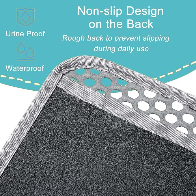 Cat Litter Mat XL 28x47 inch, Large Litter Trapping Mat for Litter Boxes | 2-Layer Honeycomb Extended Design to Less Mess, Anti-Tracking Mat, Waterproof Non-Slip, Keeps floor clean, Mengbu(Dark Grey)