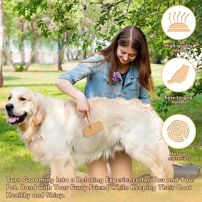 Slicker Brush for Dogs & Cats, Dog & Cat Brush for Shedding & Grooming | Deshedding Tool, Loose Fur Removal, Undercoat Removal, Gentle Coated Tips, Air-Cushion Pad, Long & Short Hair Pet, Detangling