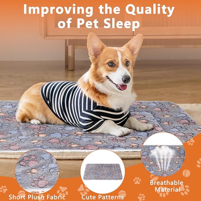 Dog Bed Mat,Soft Dog Kennel Pad with Cute Pattern (Gray Paw, L) | Multi-Size Durable & Machine Washable,Pet Pad for Dogs & Cats