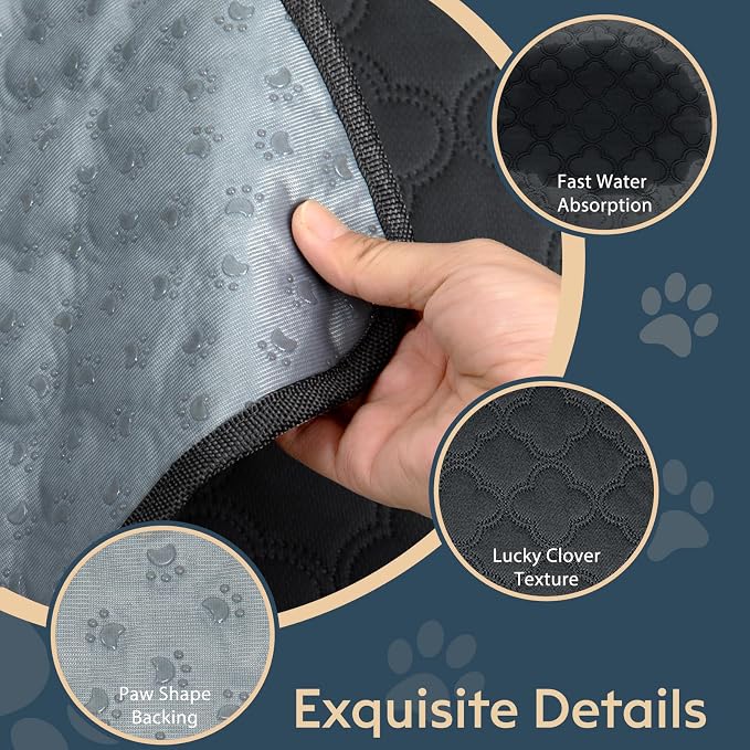 FunFurry Washable Pee Pads for Dogs - 4 Pack Reusable Pee Pads，Waterproof Puppy Pads，Pet Training Pads，Super Absorbent with Dog Paw Shape Non-Slip Backing (Dark Grey, 18" X 24" - 4 Pack)
