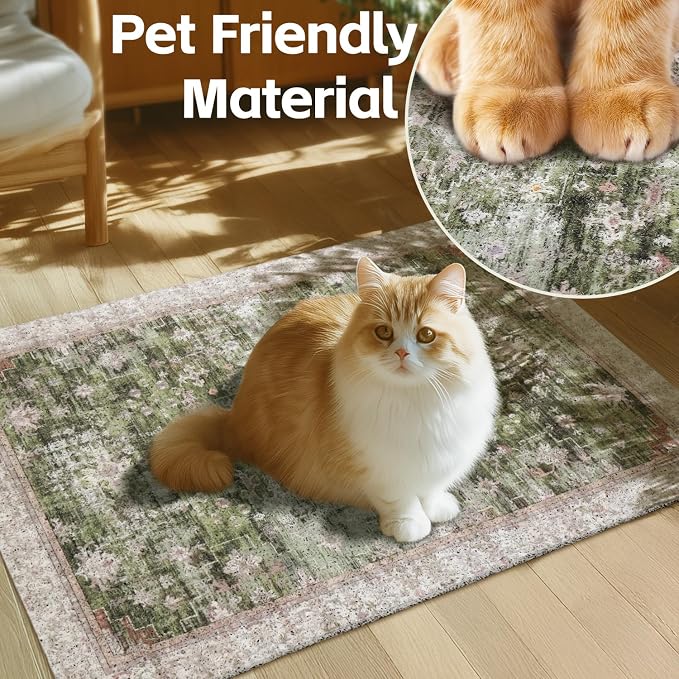 Cat Litter Mat Litter Trapping Mat, 33"x22" Waterproof Urine Proof Litter Box Mat Catcher Mat Non-Slip Washable for Kitty Kitten, Green