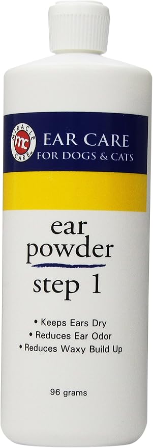 Miracle Care Ear Powder for Dogs and Cats, 96 Grams | Help Remove Excess Hair from Ear Canal, Keep Ears Dry, Reduce Odor and Waxy Build Up