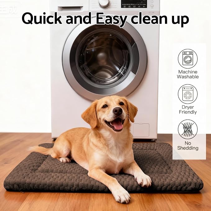 Dog Bed Mat - Dog Crate Pad - Reversible Mat for Pet Comfort - Soft Bed Crate Pads for All Seasons - Durable, Machine Washable Mat for Crates, Travel, and Home (Dark Brown, 30" L*20" W*1.5" Th)