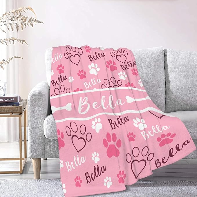 Custom Dog Blankets with Pictures, Personalized Name Blanket for Pets, Customized Pet Photo Throw,The Lightweight Blanket All-Season 50"x40" for Kids