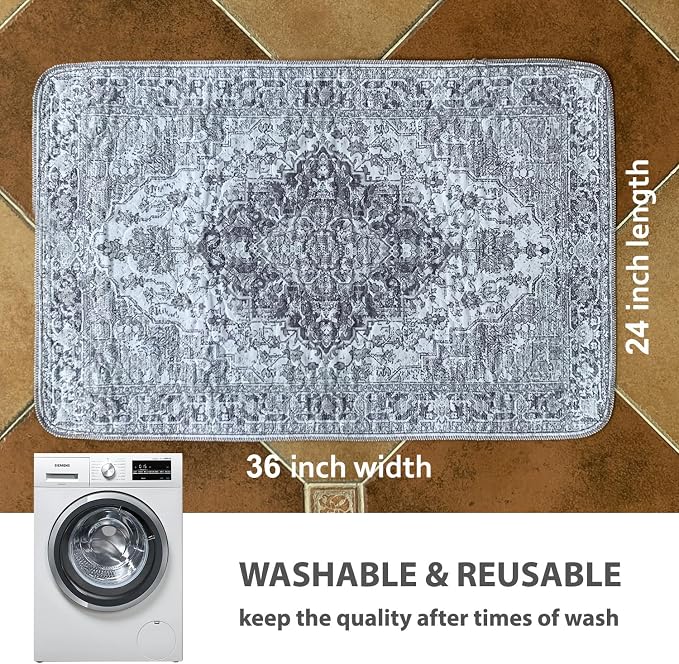 nunubaby Washable Pee Pads for Dogs, Stylish, Non-Slip and Leak-Proof Pee Pads. Reusable Potty Pads for Dogs for Crates and Floors.(Gray/Geo,24" x36" )
