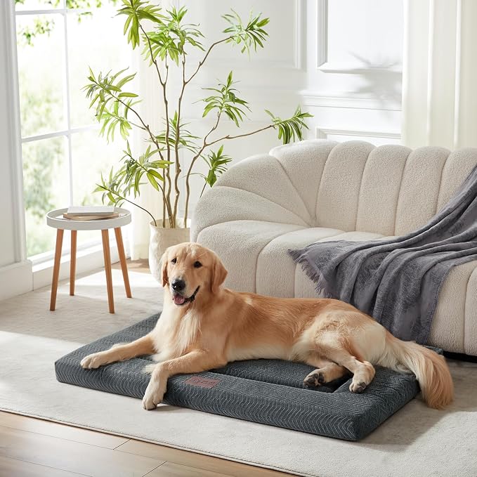 Dog Bed for Crate, Medium/Large Dogs Crate Bed,Washable Dog Beds Kennel Mat | 36" Pet Beds Mat W/ Soft Wavy Plush Comfortable Anti-Slip Sleeping Mattress for Dogs & Cats