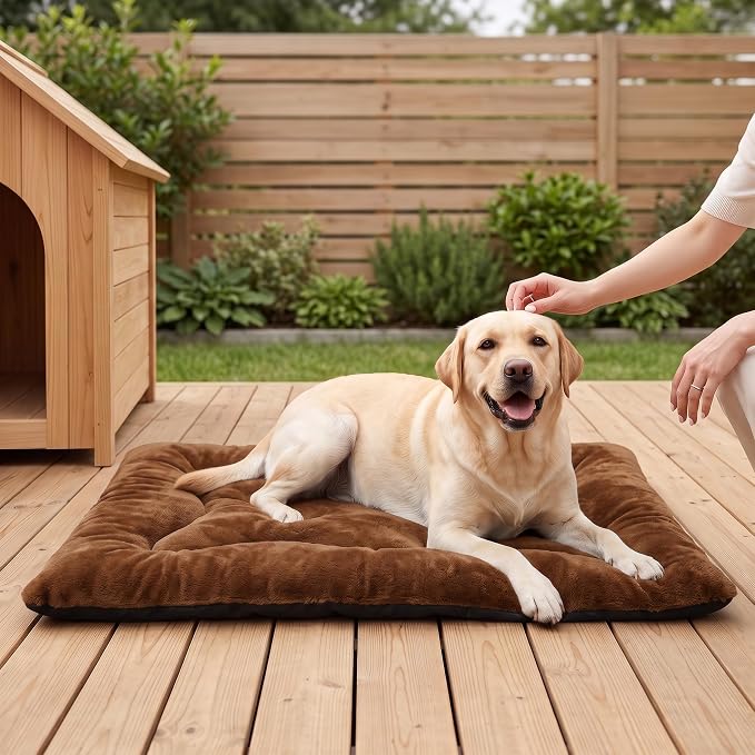 Dog Bed 42" for Metal Crate Pad,Washable Sleeping Mat for Medium/Large Pets | Soft faux rabbit fur, non-slip,machine wash/dry, plush cushioning, for crates, floors & travel, multiple sizes for all breeds