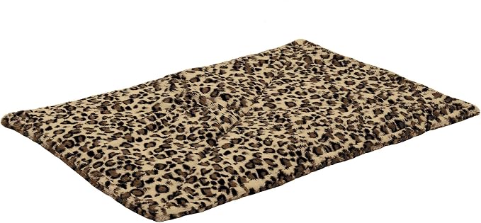 Furhaven ThermaNAP Self-Warming Cat Bed for Indoor Cats & Small Dogs, Washable & Reflects Body Heat - Quilted Faux Fur Reflective Bed Mat - Leopard, Small (Pack of 2)