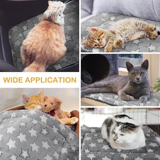4 Pcs Dog Crate Pads Soft Warm,20 x 30 x 1.6 Inch,Star,Gray | Ultra Soft Warm Washable Anti-slip Kennel Bed Mat for Pets,Reversible Replaceable,for Small Medium Large Dogs and Cats
