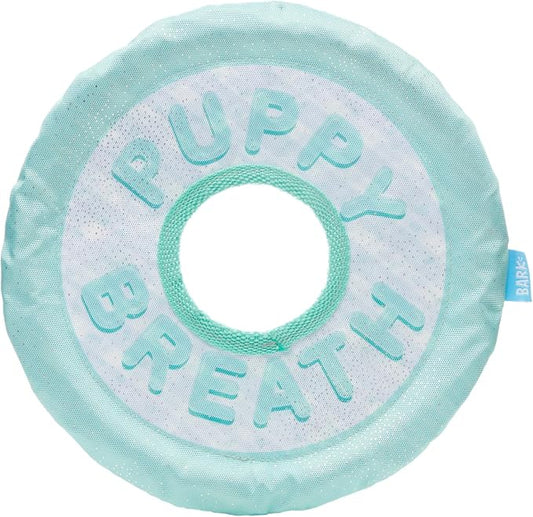 Barkbox Puppy Breath Mint Dog Toy | Fluff-Free Crinkle Disc with T-Shirt Rope | Durable Tug & Fetch Toy for Dogs