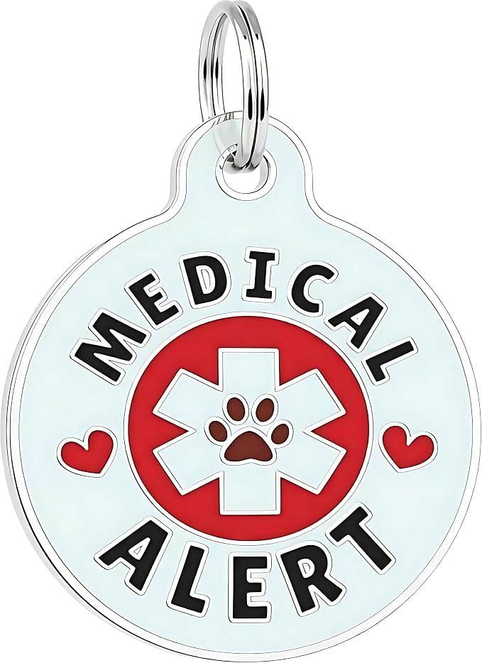 Bad Tags Personalized Dog and Cat ID Tags in 25+ Designs and 2 Sizes - 5 Lines of Custom Engraved Text - Funny Cute Personalized Pet Tags (Medical Alert, Large (1.25 inch))