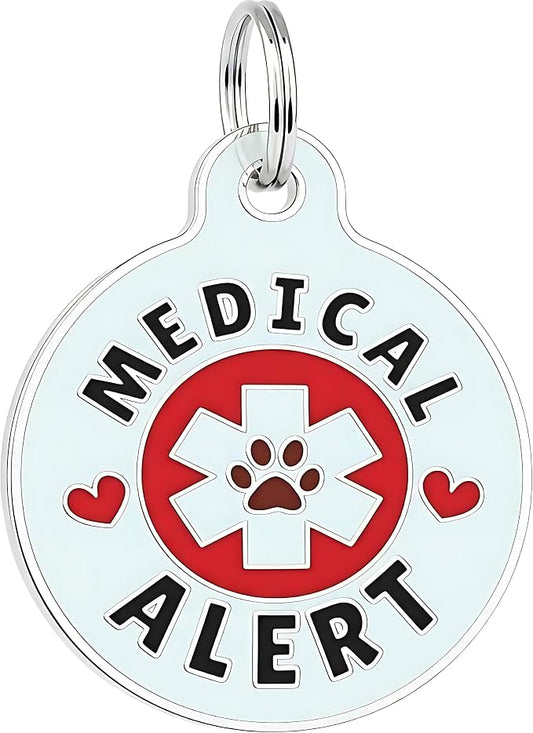 Bad Tags Personalized Dog and Cat ID Tags in 25+ Designs and 2 Sizes - 5 Lines of Custom Engraved Text - Funny Cute Personalized Pet Tags (Medical Alert, Small (1 inch))