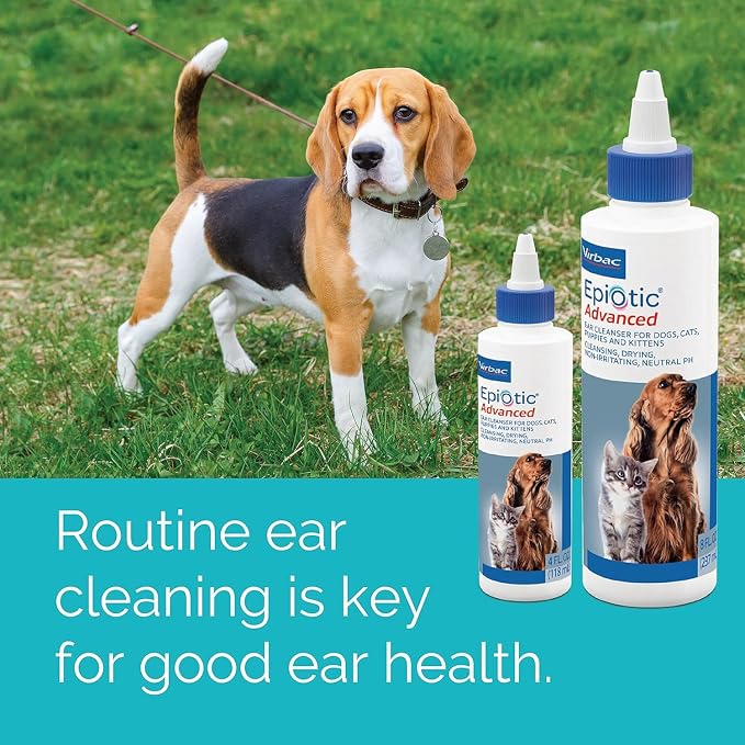 Epiotic Advanced Ear Cleanser|Gentle Ear Cleanser for Dogs and Cats | Neutral pH routine dog ear wash and cat ear cleaner dries wet ears, cleanses wax & debris to smell fresh and clean