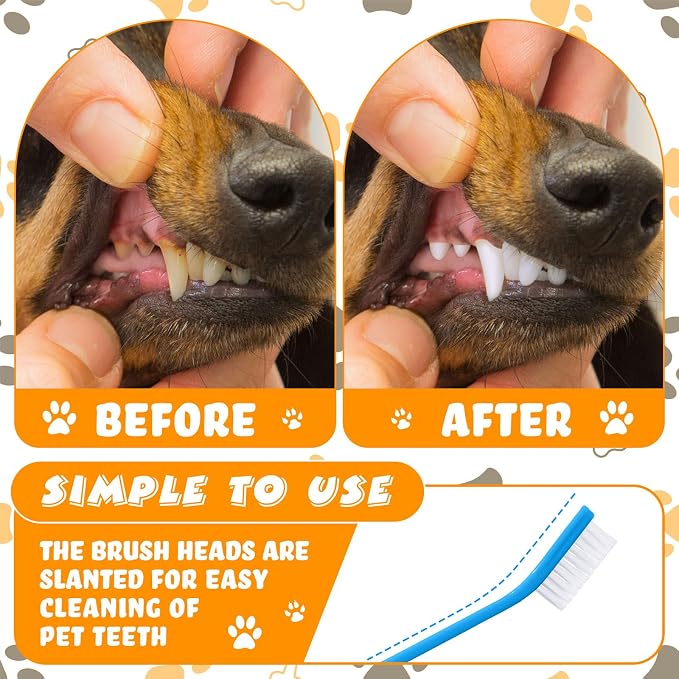 Nuenen 150 Pcs Dog Toothbrush Dual Headed Dental Brushes Puppy Tooth Brushing Kit Long Handle Toothbrush for Large and Small Dogs Cats Most Pets Teeth Cleaning Oral Care Supplies (Stylish Color)