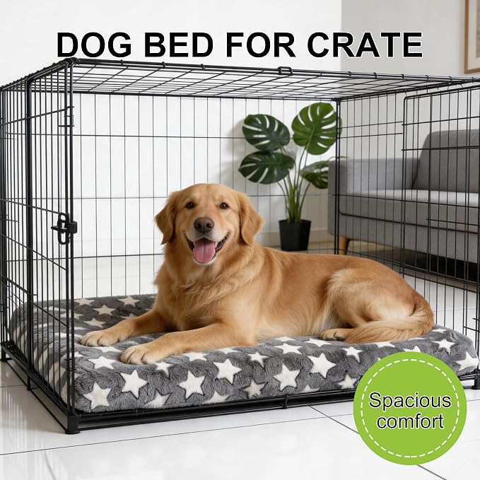 Orthopedic Dog Bed for Large Dogs, Washable Dog Mat with Removable Zippered Cover, Non-Slip Bottom, Comfort Crate Bed (Grey, L(35"*23"*3.1"))