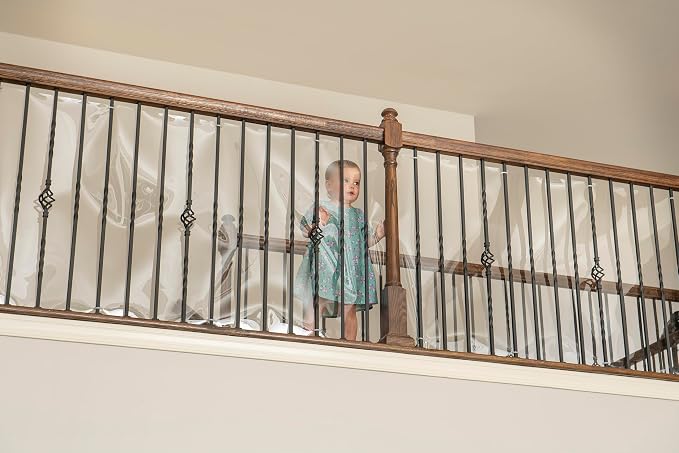 Cardinal Gates KS15 Banister Shield Protector - Clear Indoor Banister Guard for Babies - Shatterproof Plastic Banister Guard for Pets - Made in The USA - 15 Feet Roll