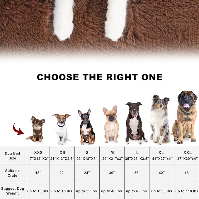 Bedfolks Waterproof Dog Crate Bed, Plush Dog Pad, 23"x18", Solid Brown | Faux Fur Plush Cover, Removable Washable Outer, Waterproof Inner Lining, Non-Slip Base, Crate Pad and Dog Pillow