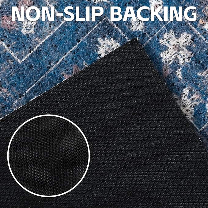 Cat Litter Mat Litter Trapping Mat, 33"x22" Waterproof Urine Proof Litter Box Mat Catcher Mat Non-Slip Washable for Kitty Kitten, Navy