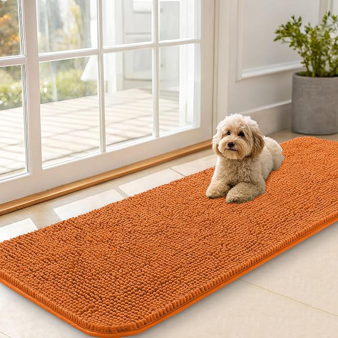 OLANLY Dog Door Mat for Muddy Paws 59x20, Super Absorbent Chenille Mud Mat | Clay, Absorbs Moisture and Dirt, Non-Slip Machine Washable Doormat, Quick-Drying Indoor Entryway Floor Carpet for Dogs