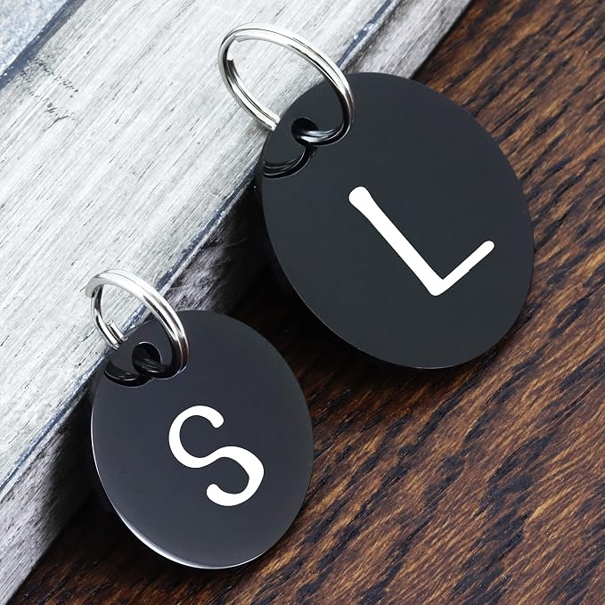 Ultra Joys Personalized Dog Tags for Pets - Durable Stainless Steel Customizable Dog Cat ID Tags - Dog Tags for Safety Optional Engraved on Both Sides -Birth Flower Round Dog Tag Small, Black