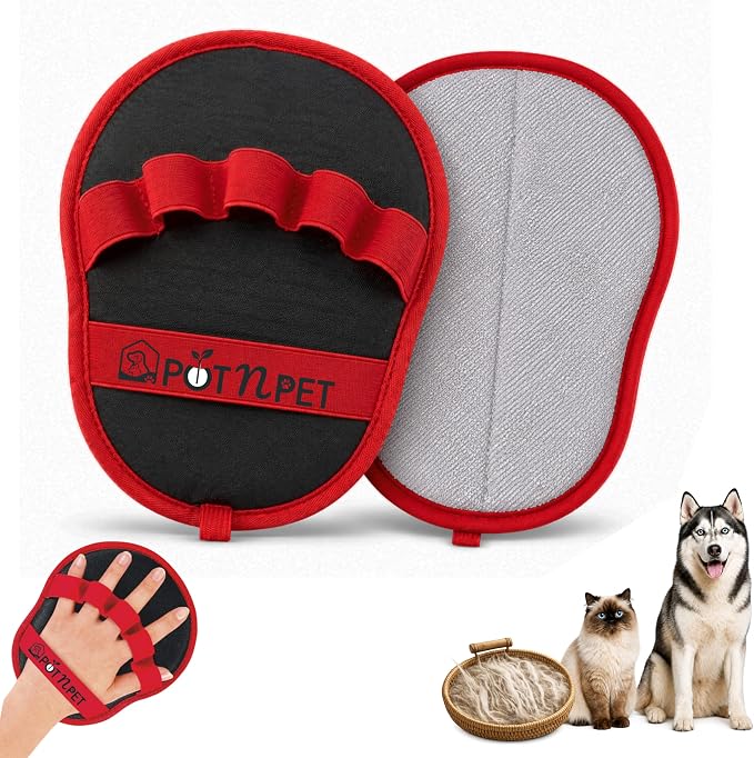 Pet Hair Removal Glove for Dogs & Cats – Reusable Electrostatic Magic Brush Five Finger Grooming Mitt, Washable Pet Hair Remover Tool for Laundry, Couch, Carpet, Car Seat, Clothing & Furniture | Reusable & Washable, No Refills Needed