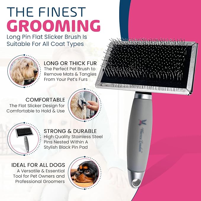 Warren London Gel Handle Slicker Brush for Dogs, Doodles & Long Coats