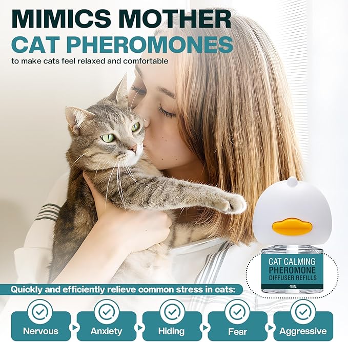 6 in 1 Cat Calming Diffuser Multicat Calming Pheromones Diffusers Relief Stress Scratching Anxiety Fighting 90 Days Calm Relaxing Pheromone for Cats kit