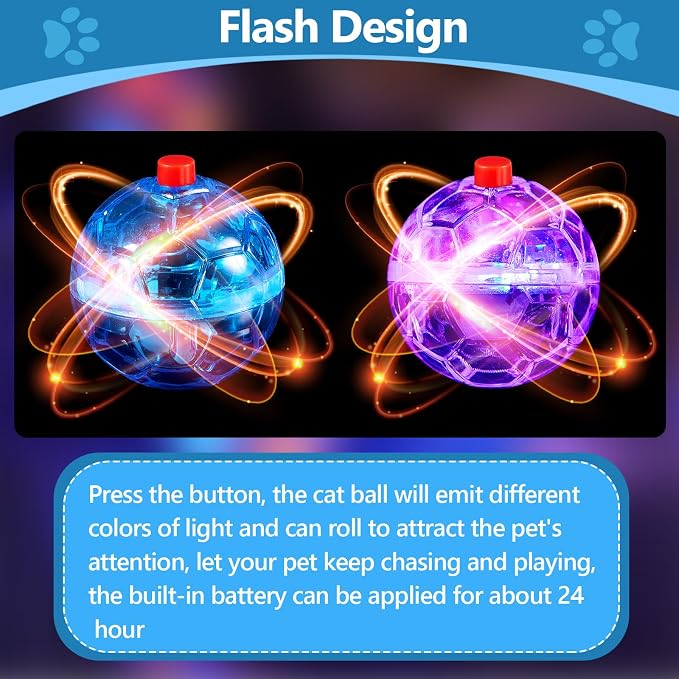 Jecery 9 Pcs Ghost Hunting Light Up Cat Balls LED Motion Activated Cat Toy Interactive Lighted Ball Pet Glowing Mini Running Exercise Toys for Kitten Dog Pet Animals Activity(Multicolor)