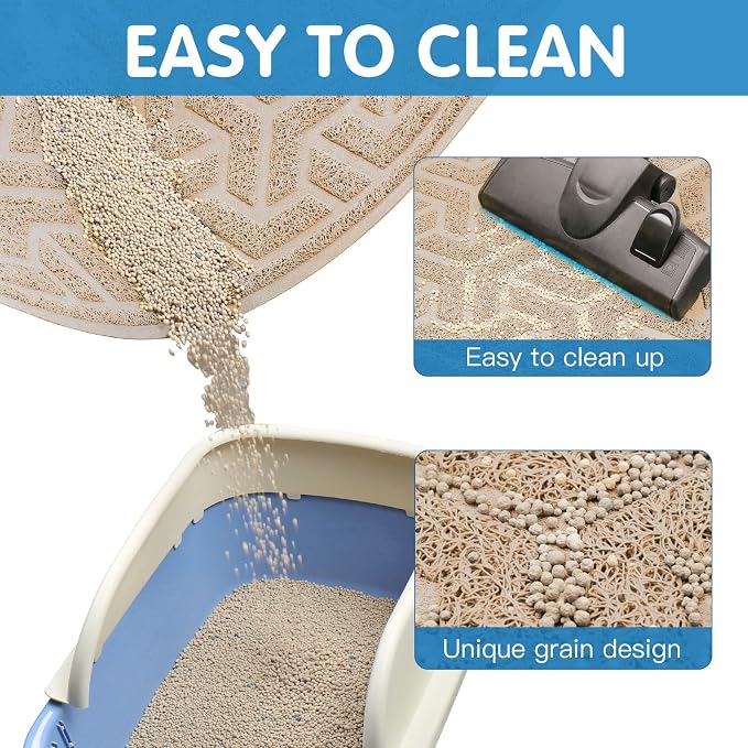 UPSKY Waterproof Cat Litter Mat Large 35" x 24" Soft on Kitty Paws, Beige | Litter Box Mat, Cat Litter Mat Litter Trapping Mat, Waterproof Scatter Control, For Indoor Cats, Easy to Clean