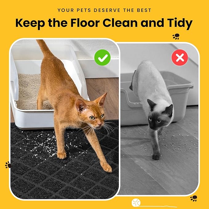 Conlun Cat Litter Mat Litter Trapping Mat, 24" x 17" Premium Durable PVC Grid Mesh with Scatter Control, Non-slip, Less Waste Cat Litter Box Mat, Soft on Kitty’s Paws, Urine Waterproof