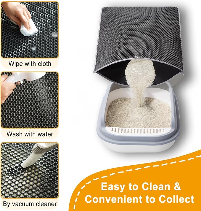Cat Litter Mats-Extra Large 47''x36'' Litter Trapping Mat for Cat-XXL Litter box Matt for Floor-2 Layer Catcher Rug for Pet kitty Litterbox-Waterproof Urine Proof,Non-Slip