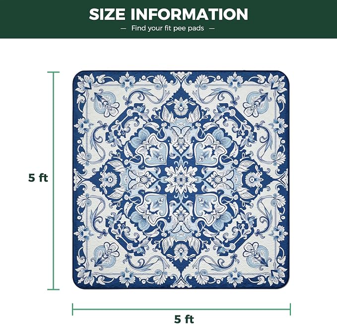 FXW Washable Pee Pads for Dogs, Super Absorbent, 63" Square, 1 Pack | Machine washable, Non-slip backing, Fits 24"H 8-Panel FXW Rollick/Homeplus Playpens