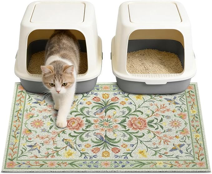Unicorn Catcher 33"x22" Cat Litter Mat Non-Slip Washable Litter Box Mat | High-Density PVC Litter Catcher Mat Efficiently Traps Scattered Litter From Paws To Keep Floors Clean