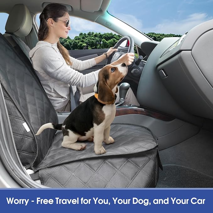 ALLANSING Front Seat Cover for Dogs with Side Flaps, Heavy Duty 900D Waterproof Seat Protector, Protects from Dirt & Scratches, for Pets & Daily Use, Fits Cars SUV Trucks Minivans (1-Pack)