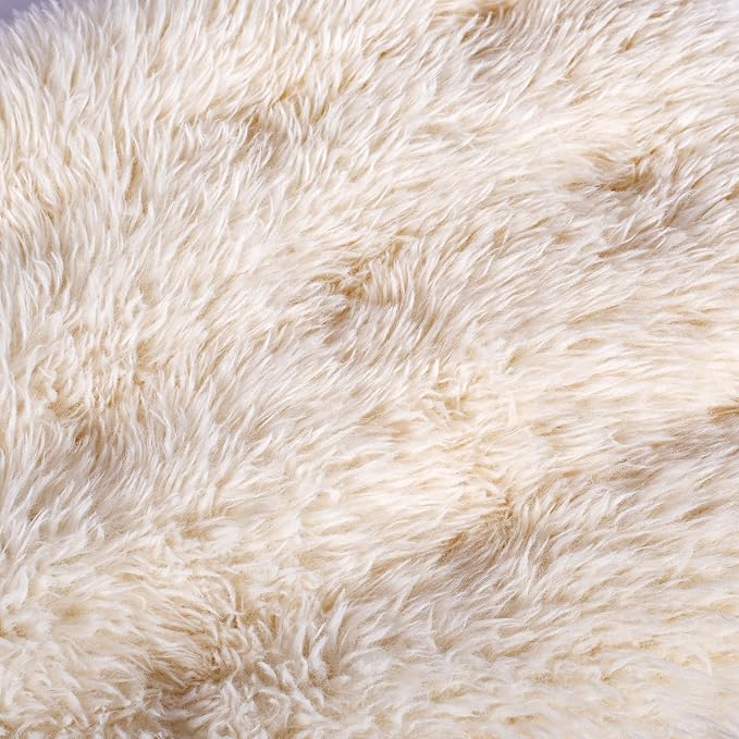 Machine Washable Dog Bed, Deluxe Plush Dog Crate Pad and Cat Bed, Anti-Slip Bottom Kennel Pad Mat, Fuzzy Pet Beds for Large, Medium, Small Dogs Breeds (Ivory, 36.0" L x 24.0" W x 3.0" Th x 1 Pack)
