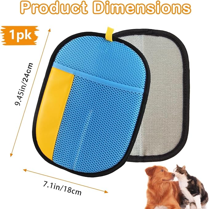 Thickened Pet Hair Removal Glove for Fabric Surfaces, RoyalBlue | Easy-On 2-Finger Design; Secure Stay-Put Fit; Easy Hair Pickup; Reusable Design; Sofas, Beds, Carpets, Pet Beds and Car Seats