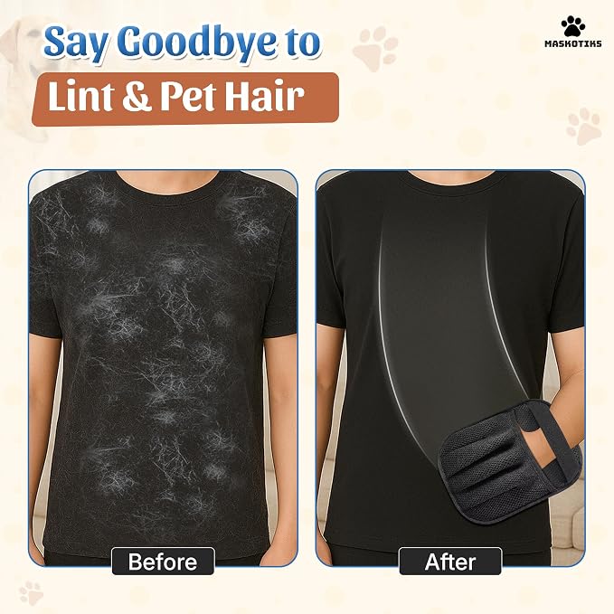 Pet Hair Removal Glove, Electrostatic Cat & Dog Hair Remover with 5-Finger Design, Reusable Deshedding Mitt for Couch, Car, Laundry & Carpet, Lightweight & Washable
