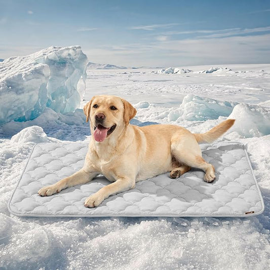 ZOMISIA Cooling Dog Mat Extra Large, Q-Max>0.5 XXL Thin Breathable Cold Crate Pad for Pet, Portable Washable Kennel Bed for Summer Active Dog with Chill Soothing Fabric to Rapid Cooling, 47x29, Grey