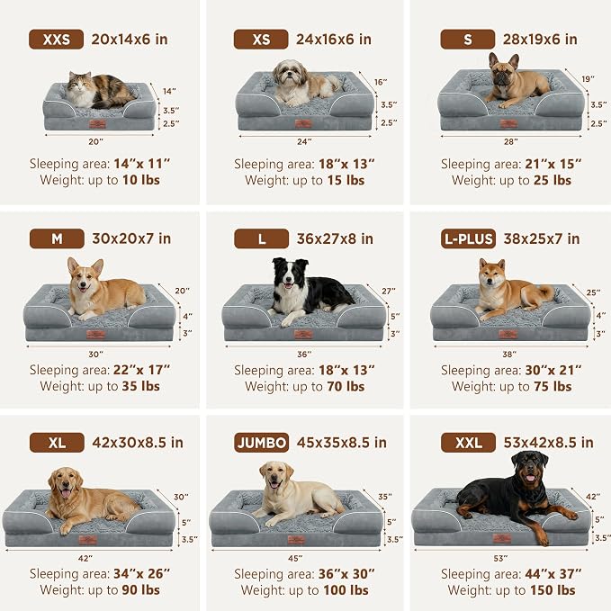 Comfort Expression Orthopedic Dog Bed for Extra Large Dogs with Bolster | Waterproof Dog Couch Bed with Washable Cover & Non-Slip Bottom, Supportive Egg Crate Foam XL Pet Bed, 48x30 Inch
