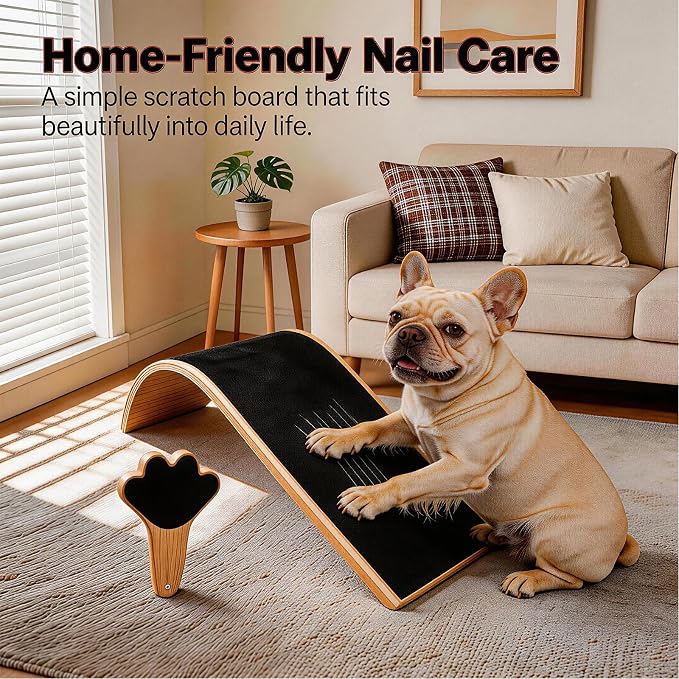 Curved Dog Nail Scratch Board with Mini File Stress-Free Nail Care | Alternative to Dog Nail Clippers&Grinders|trim nails naturally|Curved dog scratch board set with mini nail file