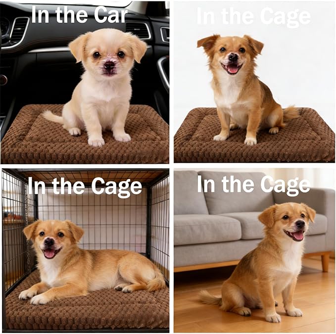Dog Bed mat Machine-Washable Dog cage mat Dark Brown（30x20x1.5in） | Soft reversible design with non-slip bottom, machine washable, lightweight, ideal for crates, travel, and home